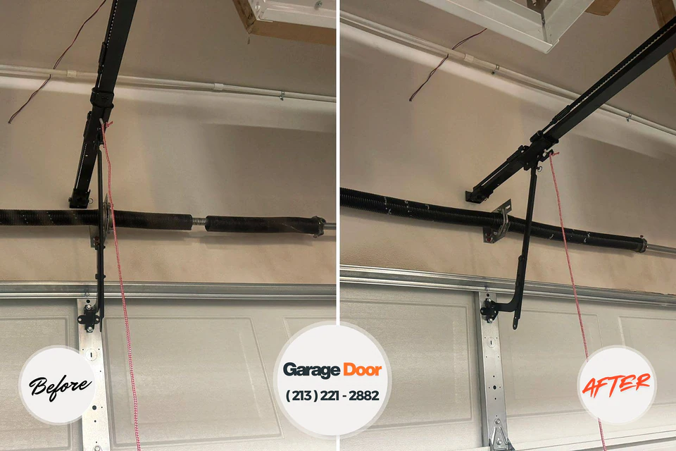 Before and after: garage door repair Jacinto City, TX